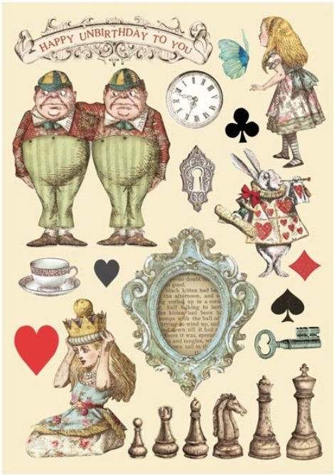Stamperia Formas de madera de colores A5 - Tablero de ajedrez Alice 